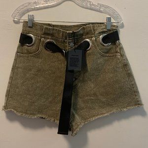 High Waist Paperbag Jean Shorts